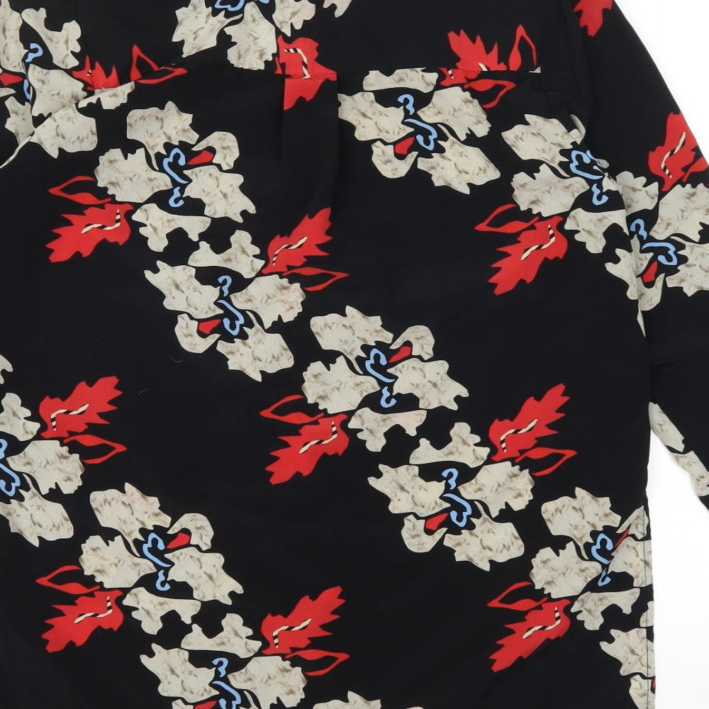 Topshop Womens Black Floral  Basic Button-Up Size 6