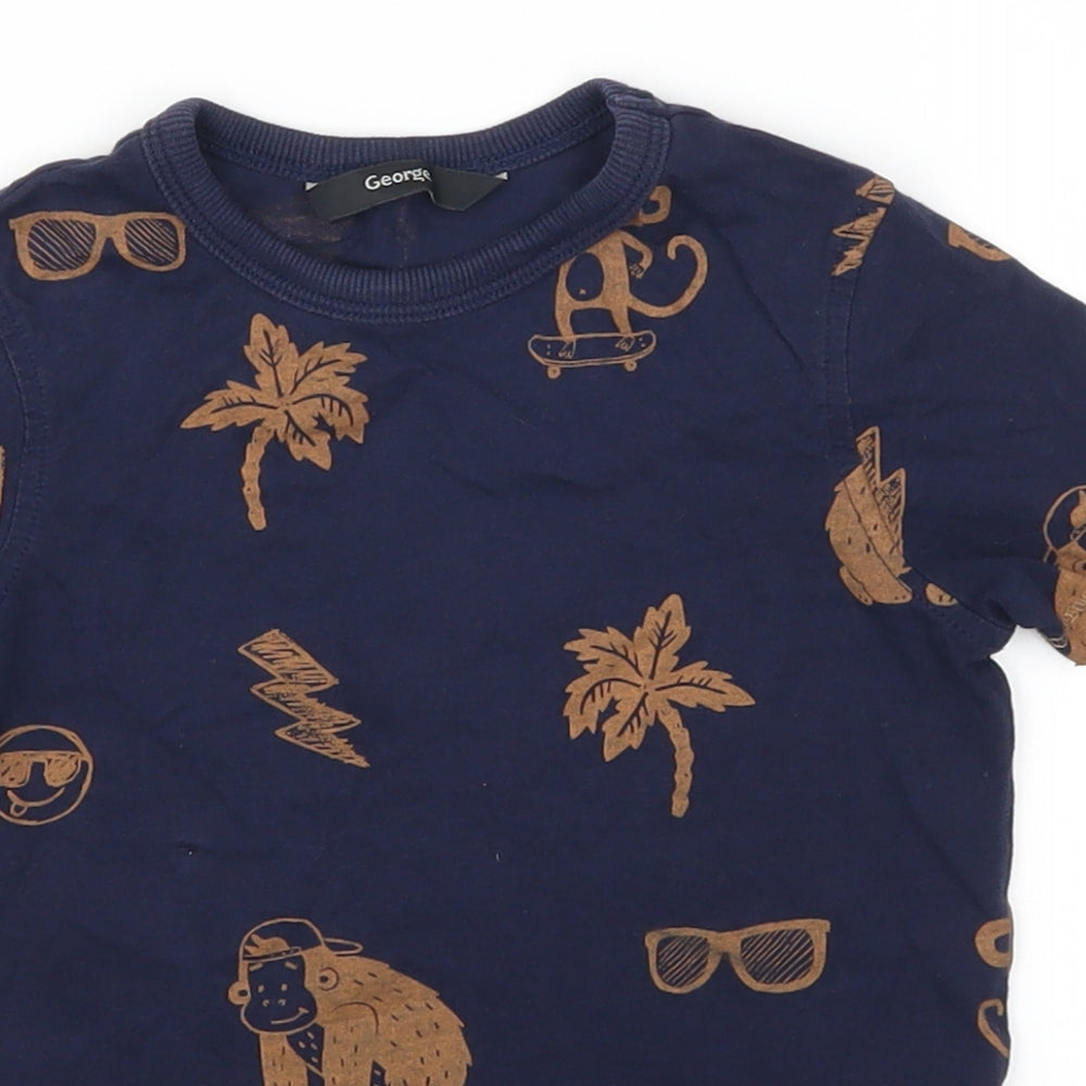 George Boys Black   Basic T-Shirt Size 2-3 Years