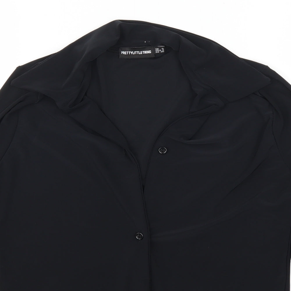 PRETTYLITTLETHING Womens Black   Basic Button-Up Size 8
