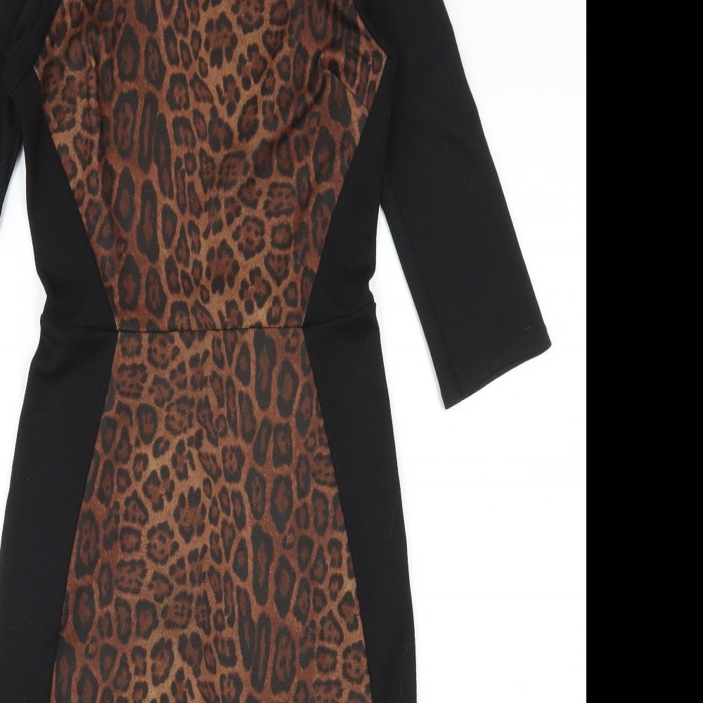 River Island Womens Black Animal Print  Pencil Dress  Size 8