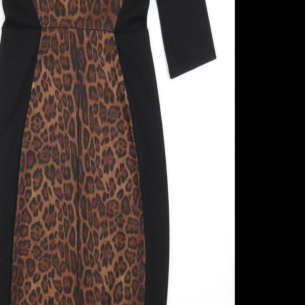 River Island Womens Black Animal Print  Pencil Dress  Size 8