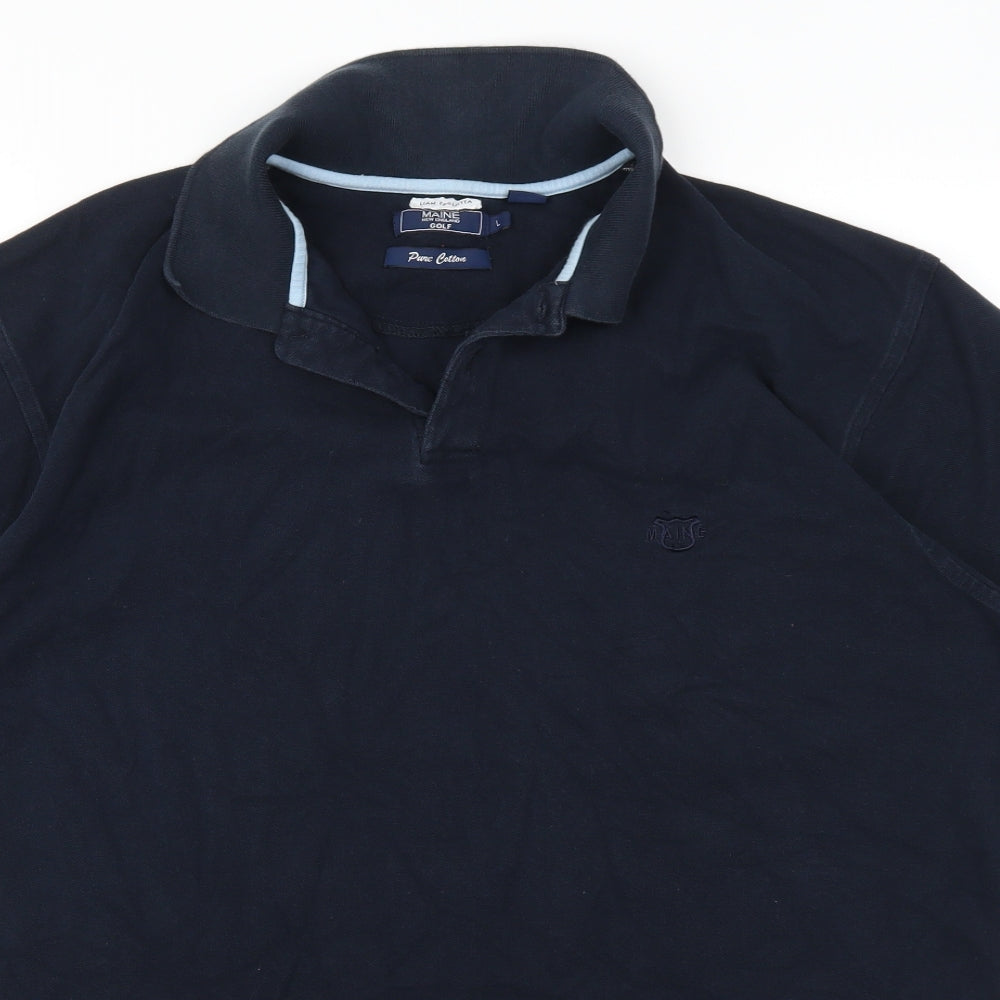 Maine Mens Blue    Polo Size L