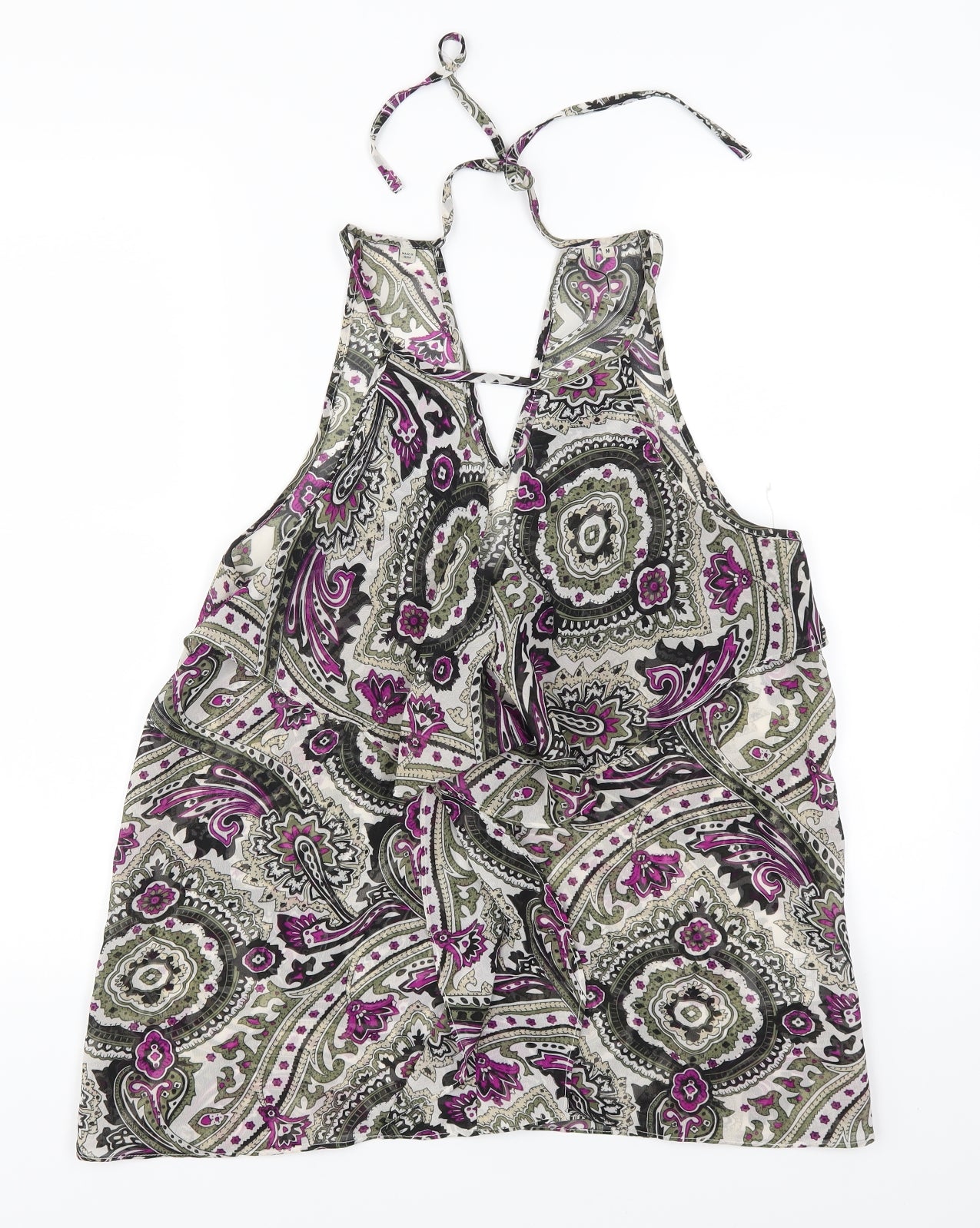 GUESS Womens Green Paisley  Basic Blouse Size M