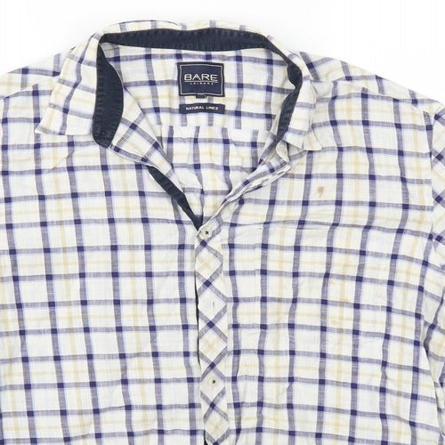bare Mens Beige Plaid   Button-Up Size L