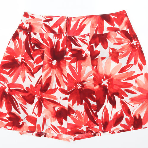 Preworn Womens Red Floral  A-Line Skirt Size 36 in