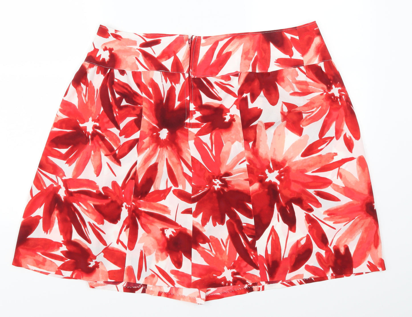 Preworn Womens Red Floral  A-Line Skirt Size 36 in