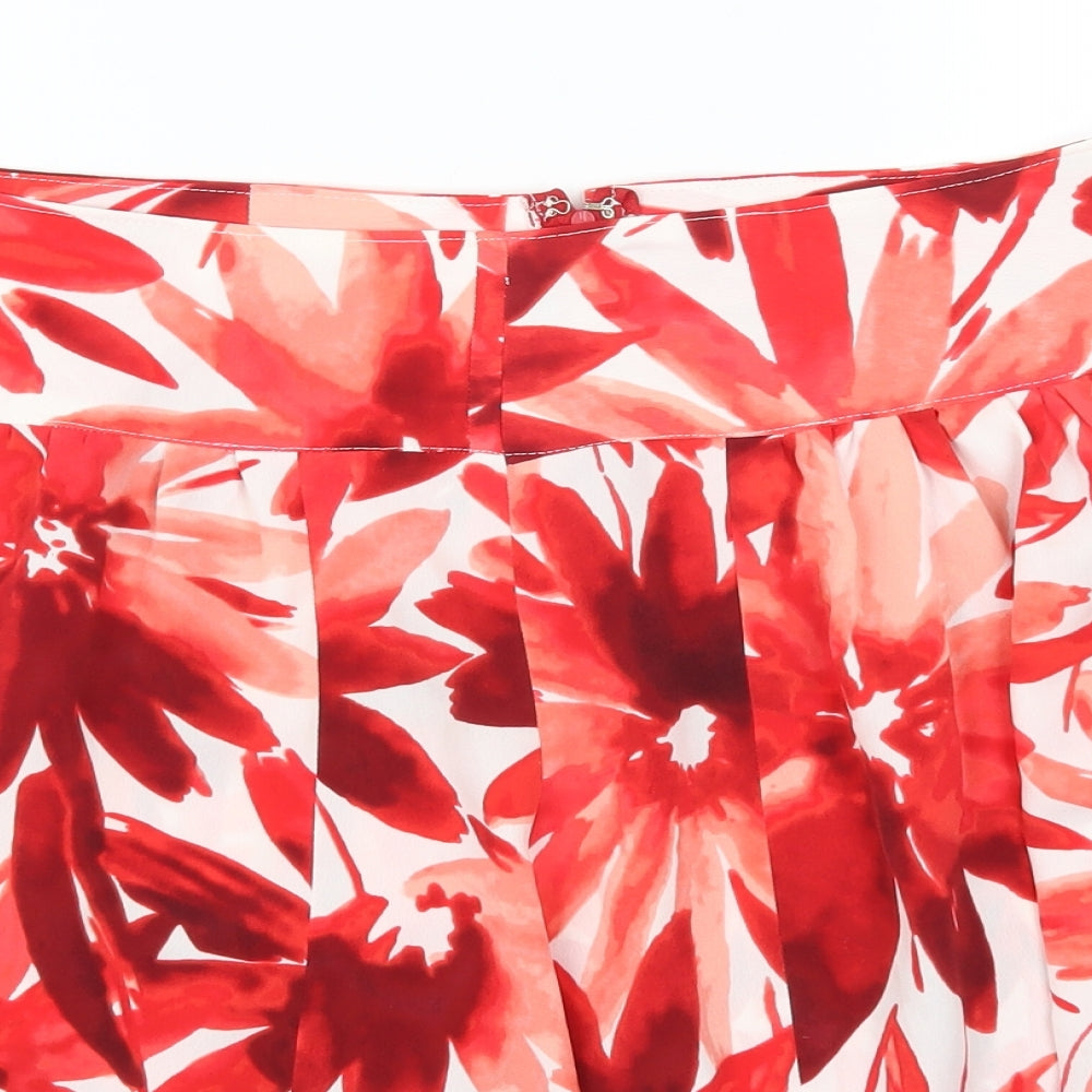 Preworn Womens Red Floral  A-Line Skirt Size 36 in