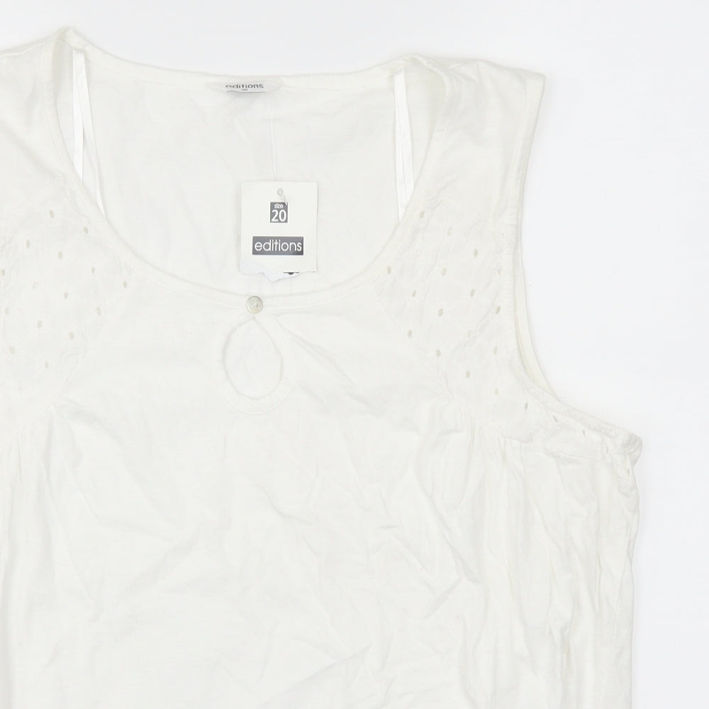 editions Womens White   Basic T-Shirt Size 20