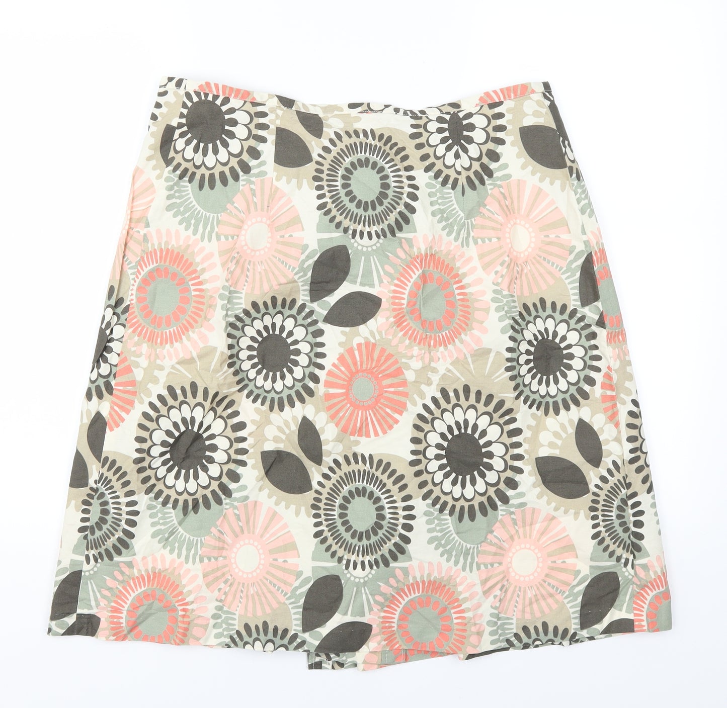 Preworn Womens Beige Floral  A-Line Skirt Size 32 in