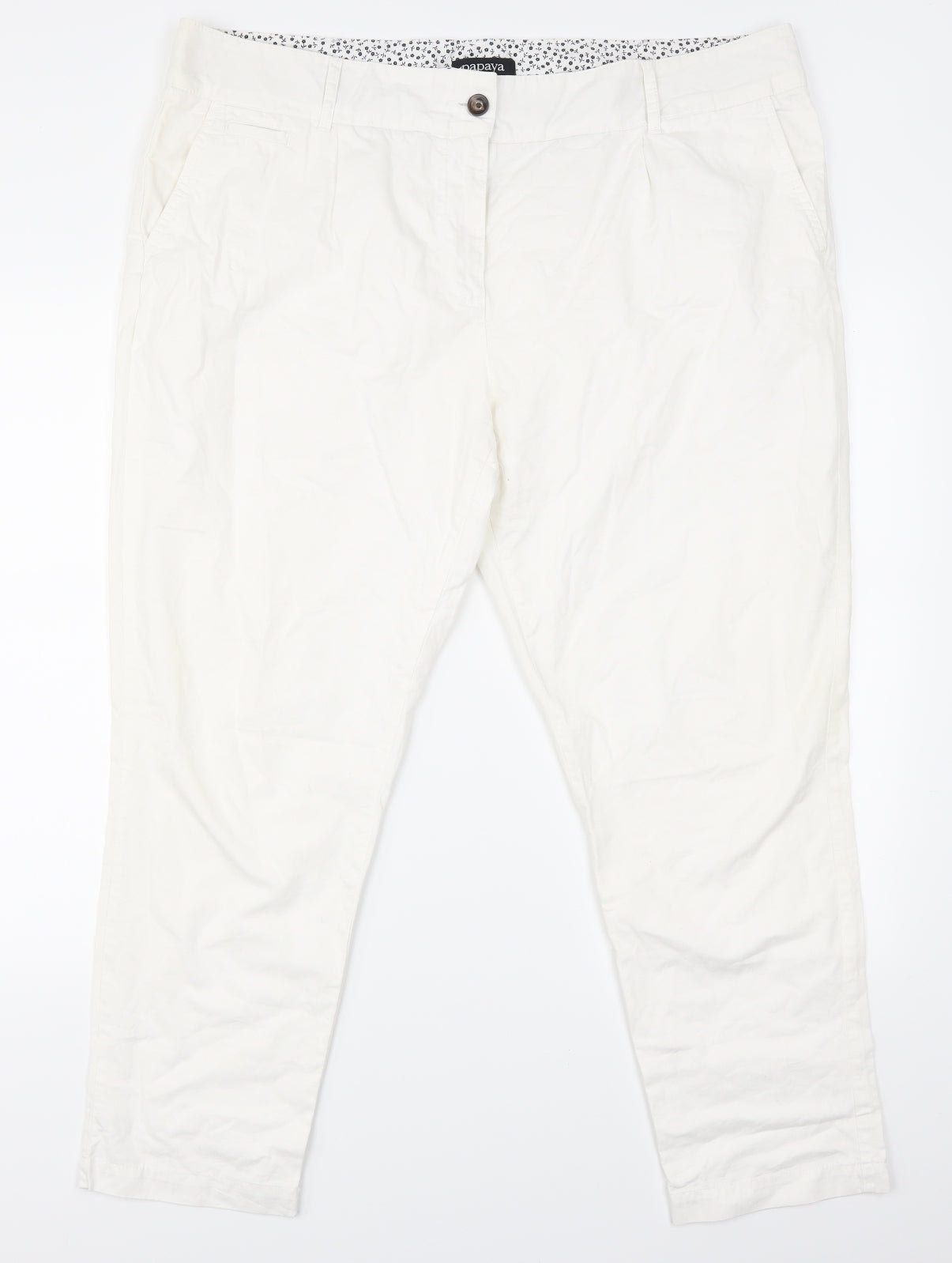Papaya Womens White   Cropped Trousers Size 20 L26 in