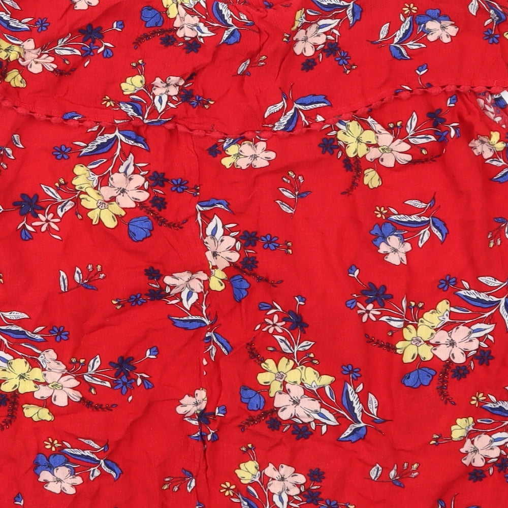 F&F Womens Red Floral  Basic Blouse Size 16