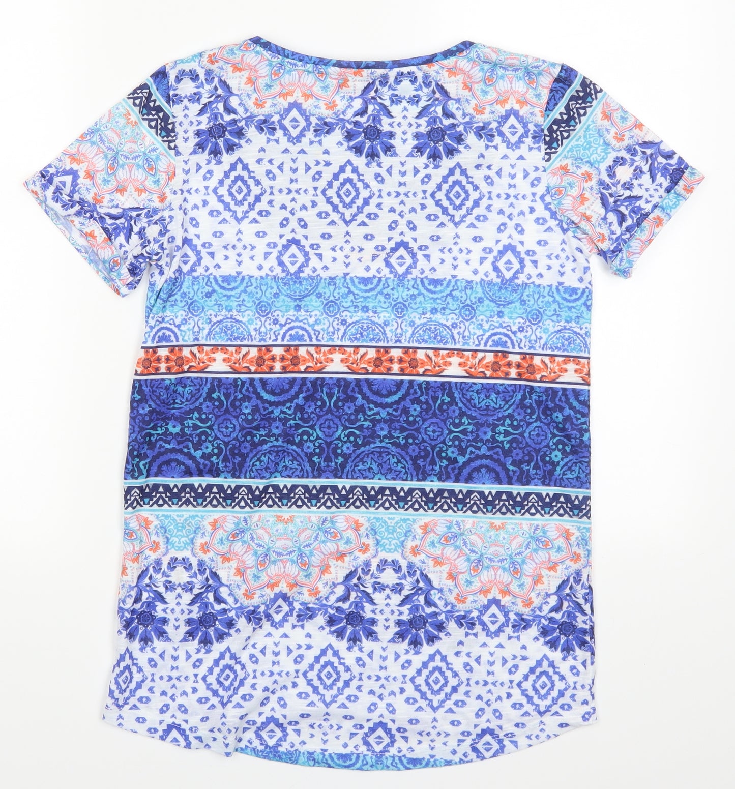 F&F Womens Blue Paisley  Basic T-Shirt Size 8