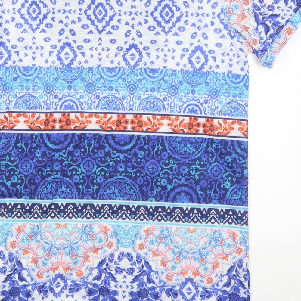 F&F Womens Blue Paisley  Basic T-Shirt Size 8