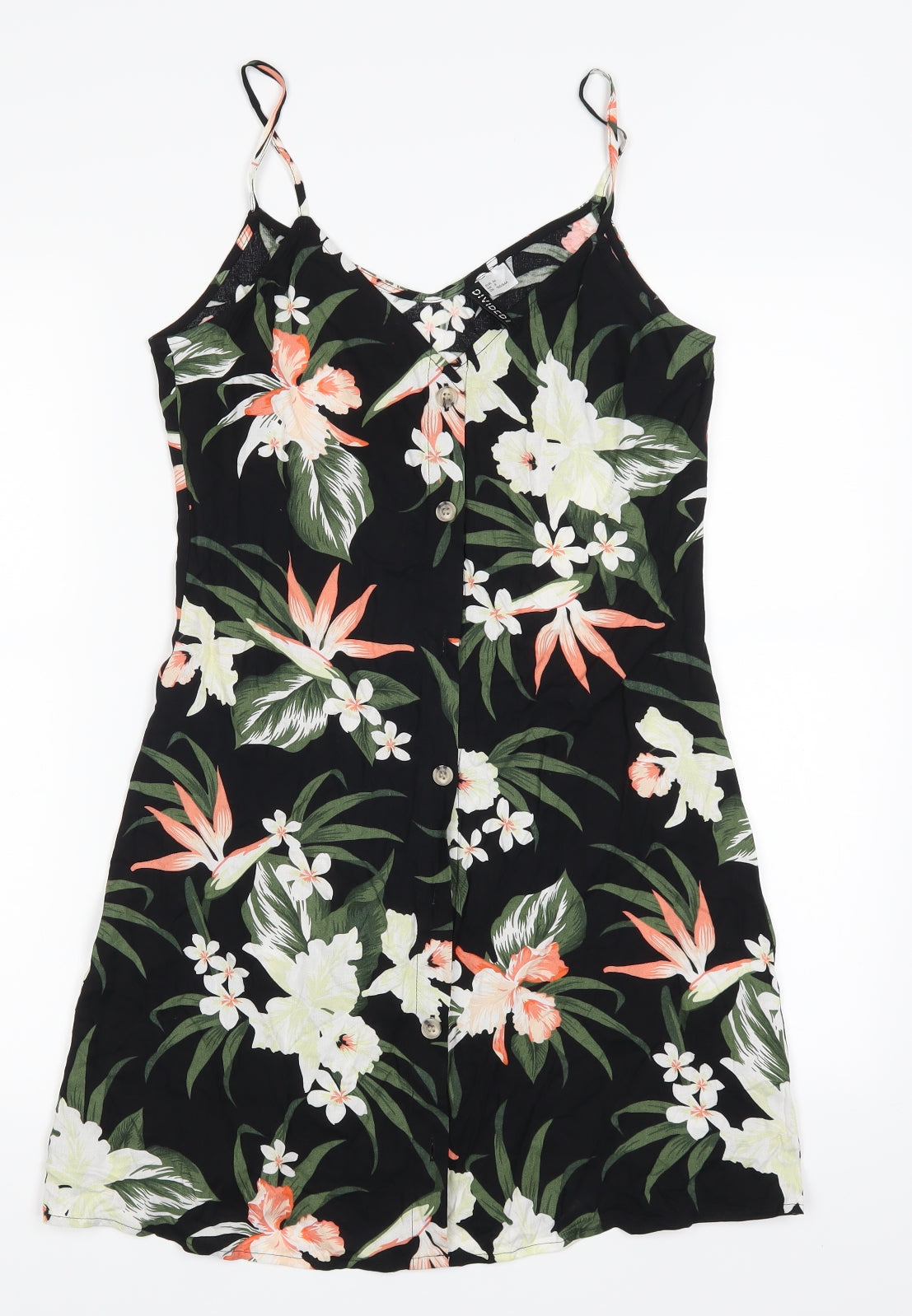 Divided by H&M Womens Black Floral  A-Line  Size 8