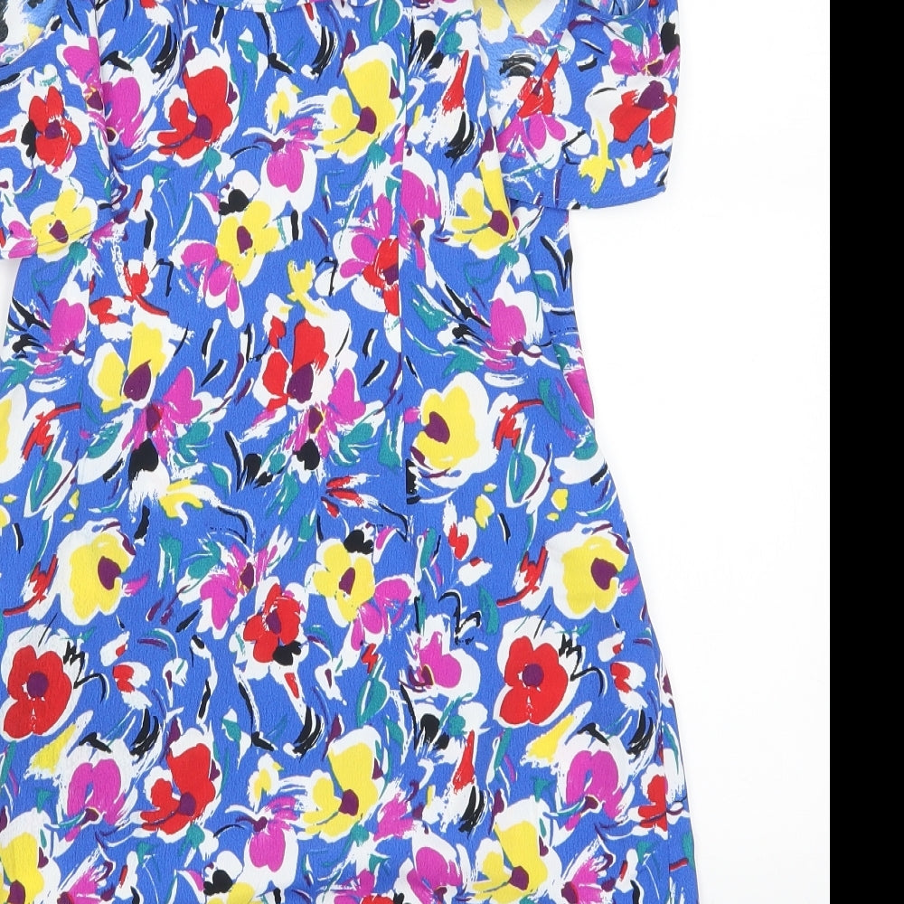 Topshop Womens Blue Floral  A-Line  Size 12