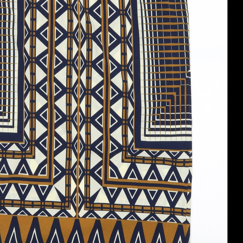 Topshop Womens Brown Geometric  Straight & Pencil Skirt Size 10