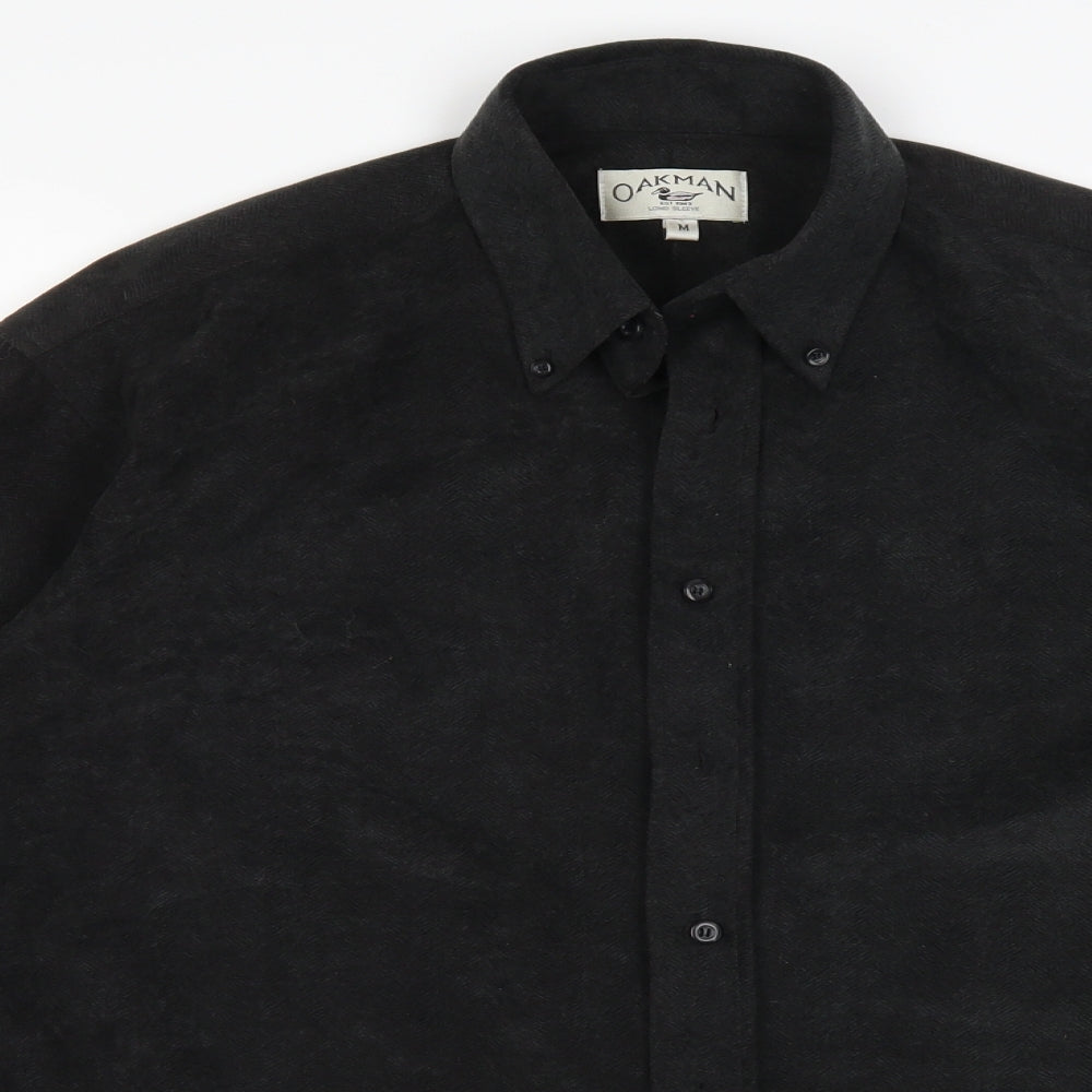 Oakman Mens Black    Button-Up Size M