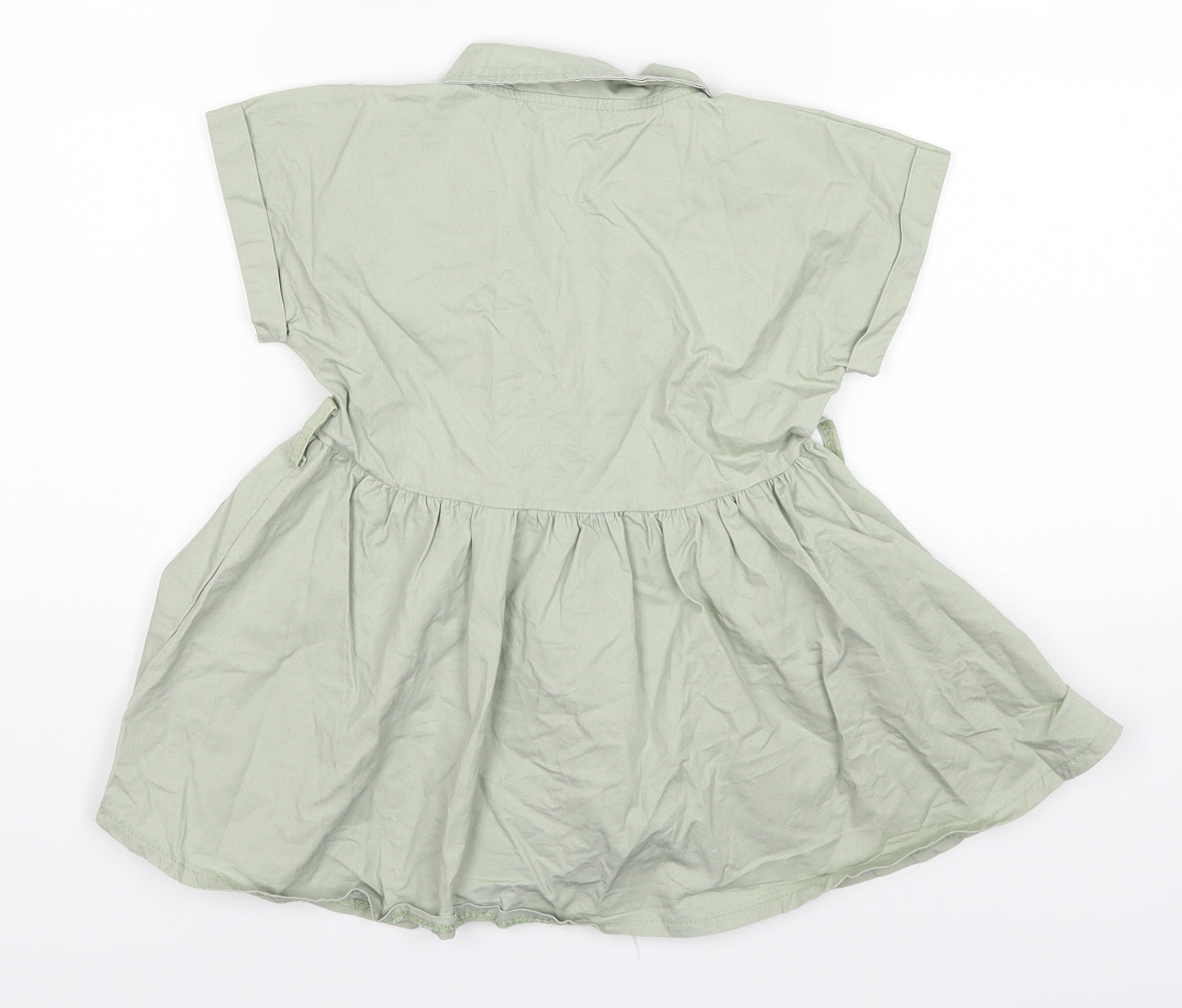 Preworn Girls Green   Shirt Dress  Size 5-6 Years