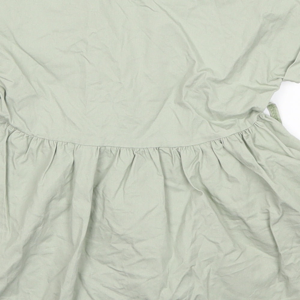Preworn Girls Green   Shirt Dress  Size 5-6 Years