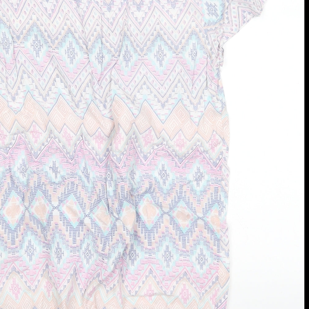 F&F Womens Blue Geometric  Basic T-Shirt Size 6