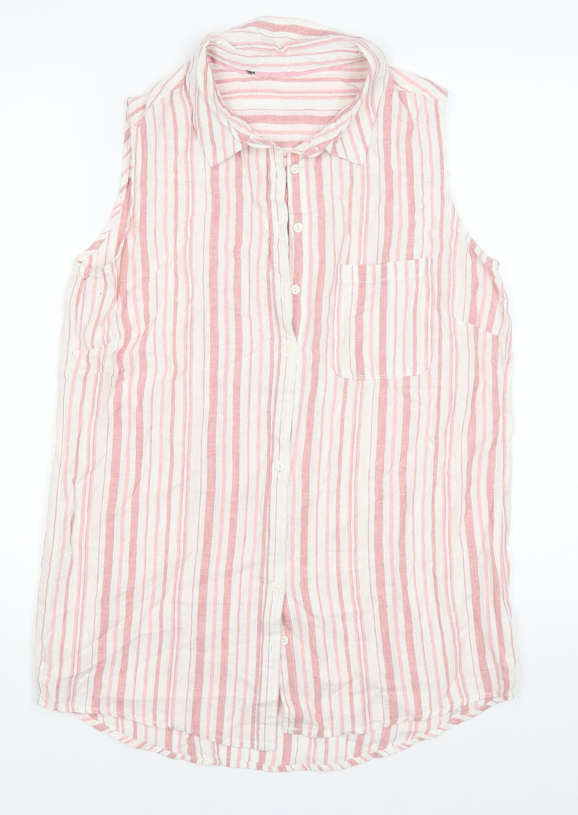George Womens Pink Striped  Basic Button-Up Size 8