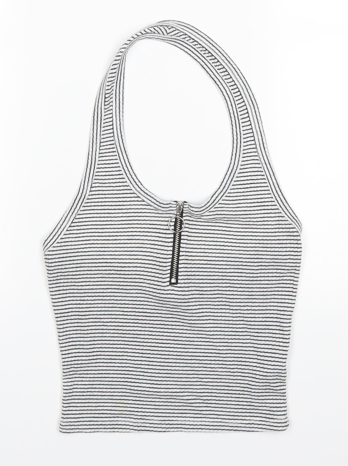 New Look Womens White Striped  Cropped Tank Size 8