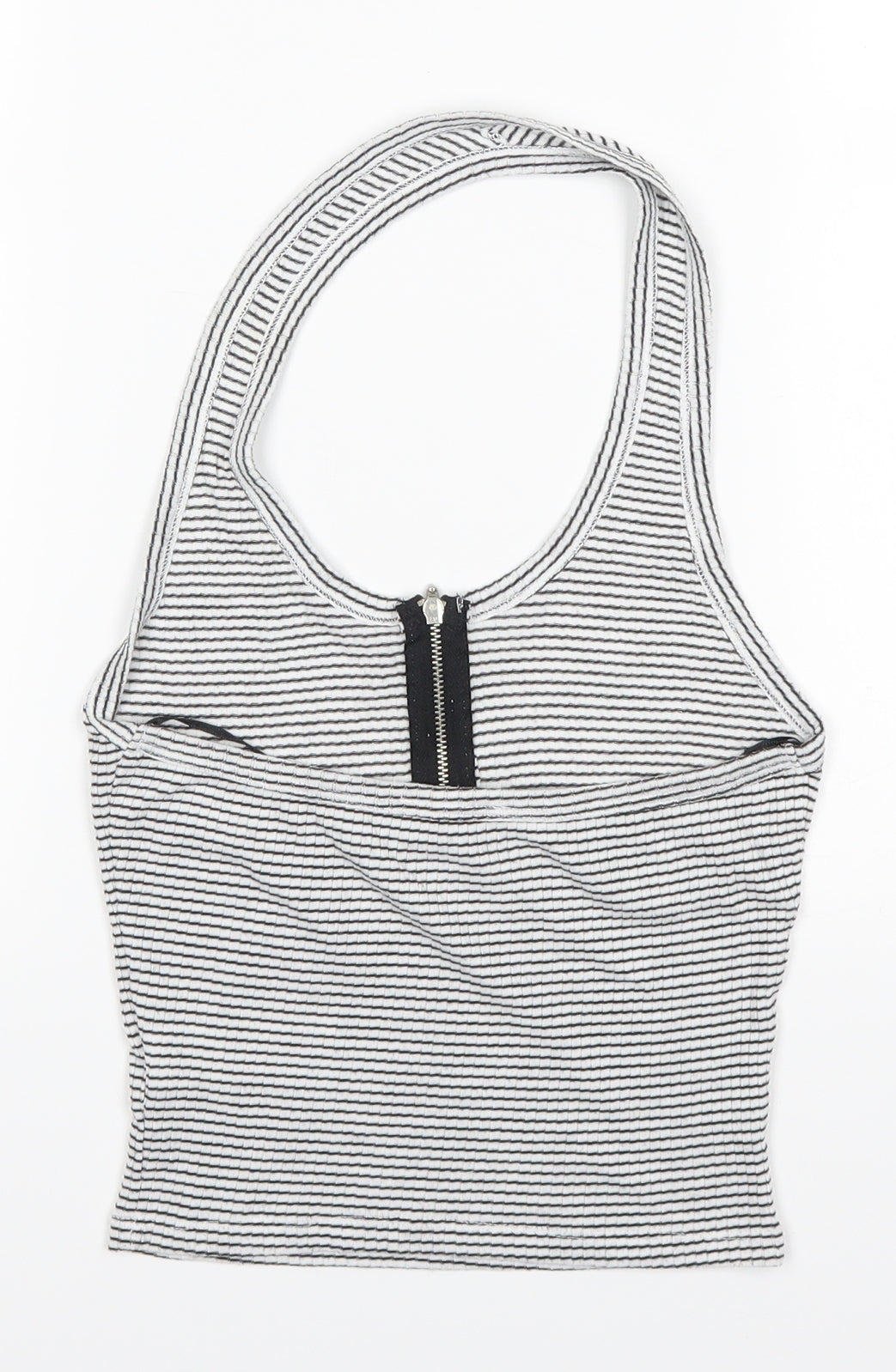 New Look Womens White Striped  Cropped Tank Size 8