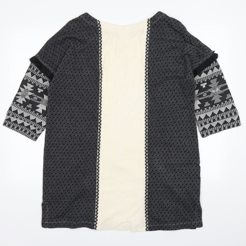 White Stuff Womens Ivory Geometric  A-Line  Size 16