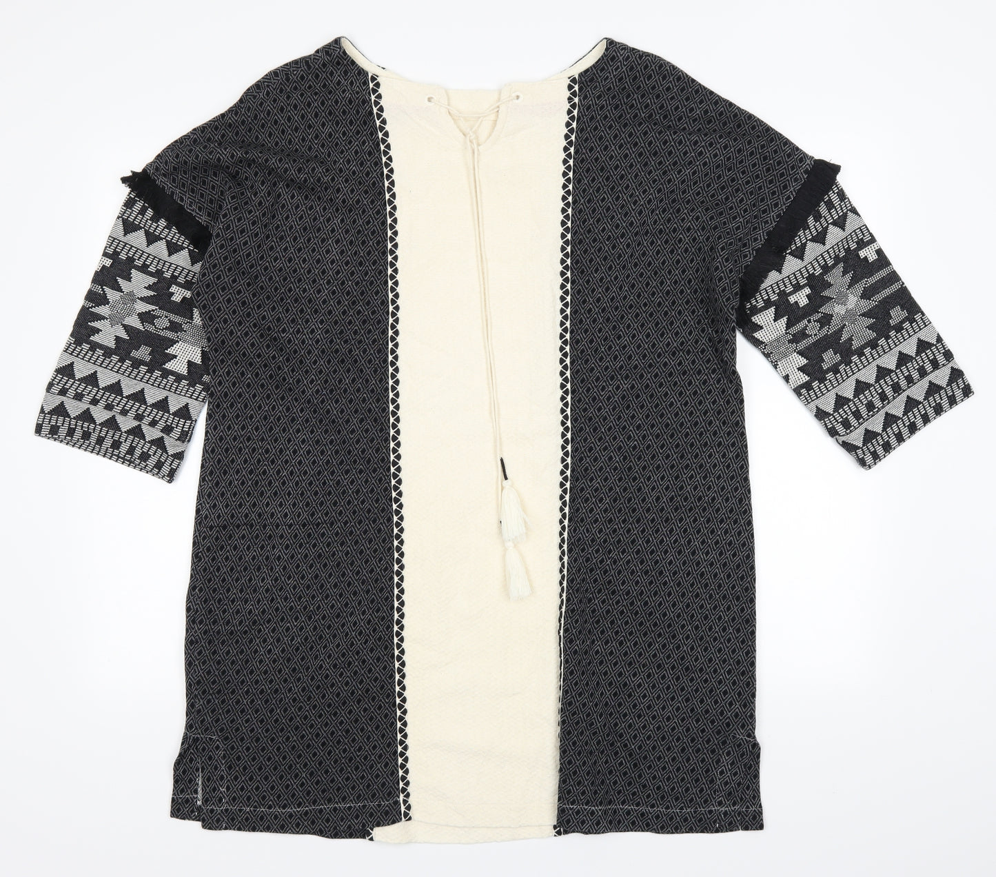 White Stuff Womens Ivory Geometric  A-Line  Size 16