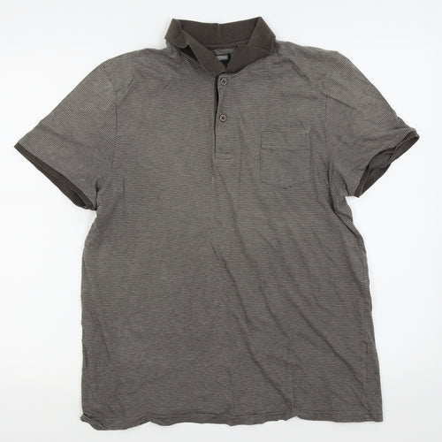 Burton Mens Brown Pinstripe   Polo Size L