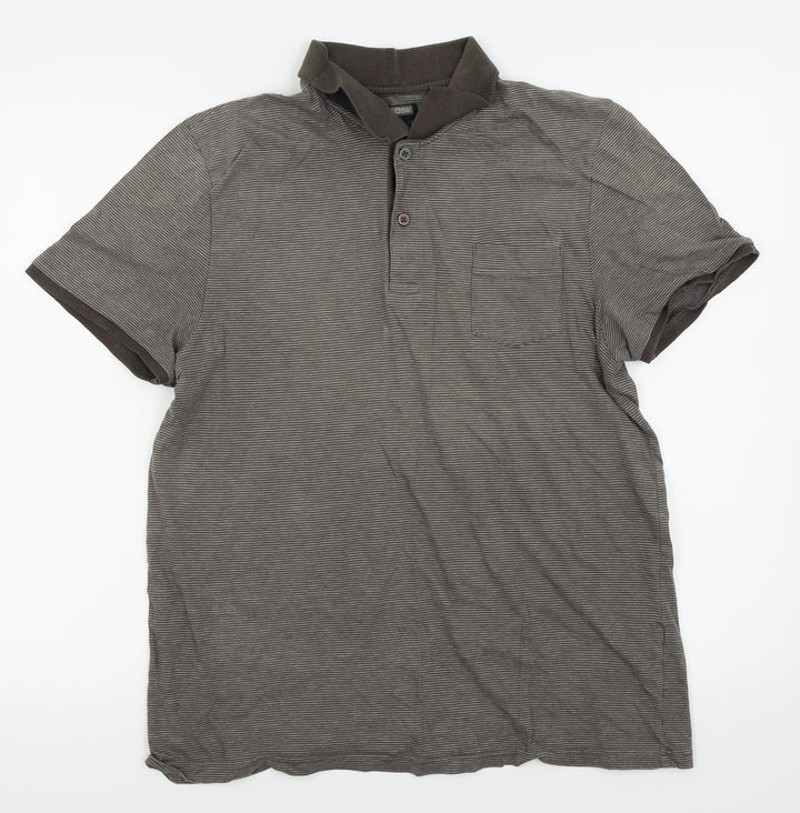 Burton Mens Brown Pinstripe Polo Size L