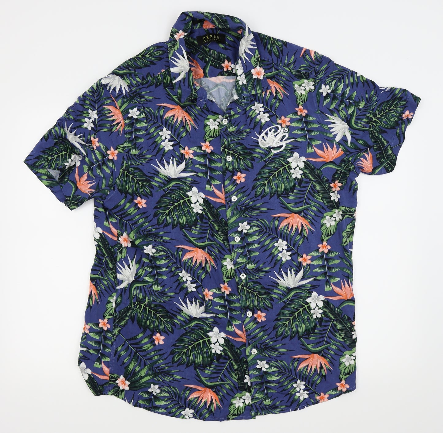 Cross Hatch Mens Blue Floral   Button-Up Size 2XL