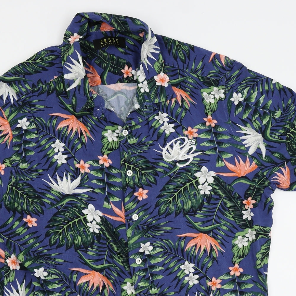 Cross Hatch Mens Blue Floral   Button-Up Size 2XL