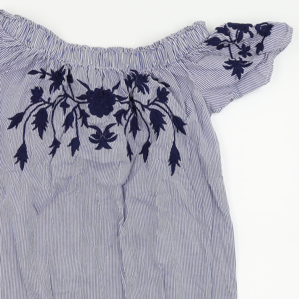 Select Womens Blue Striped  Fit & Flare  Size 10