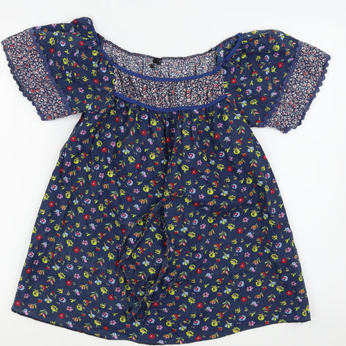 Topshop Womens Blue Floral  Basic T-Shirt Size 8