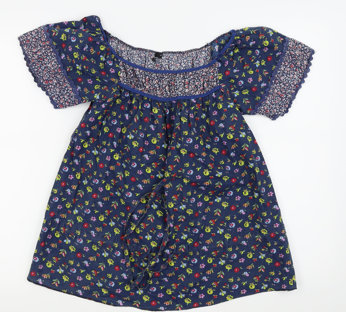Topshop Womens Blue Floral  Basic T-Shirt Size 8