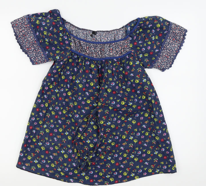 Topshop Womens Blue Floral  Basic T-Shirt Size 8