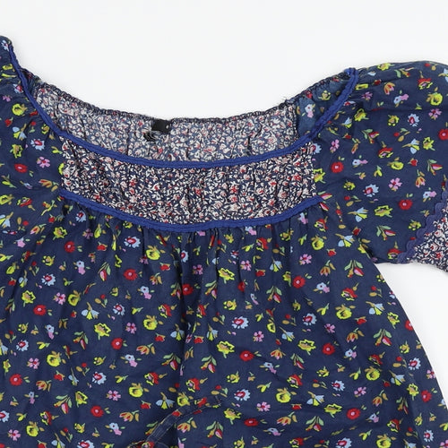 Topshop Womens Blue Floral  Basic T-Shirt Size 8