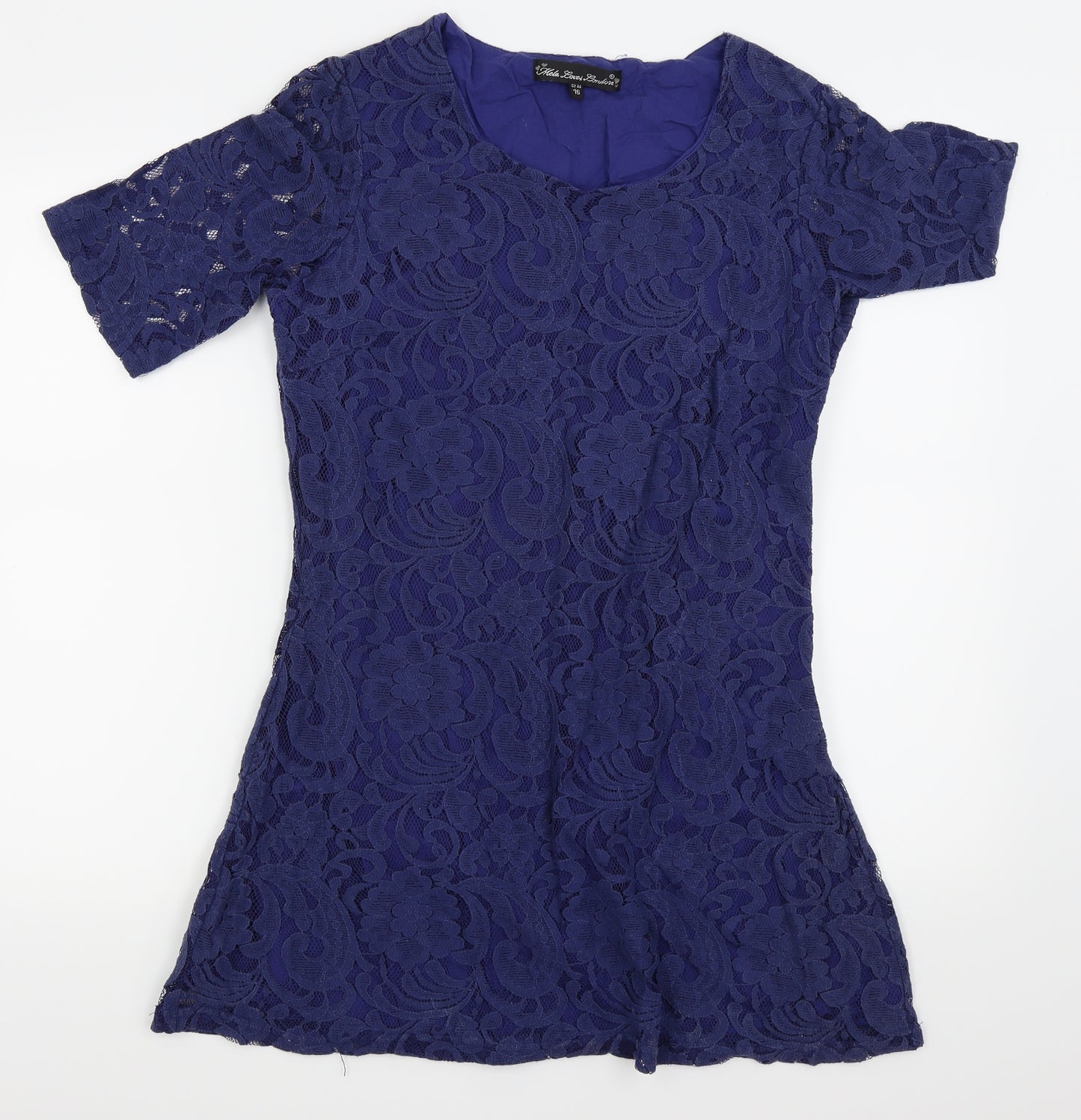 Mela Loves London Womens Blue Floral  Fit & Flare  Size 16