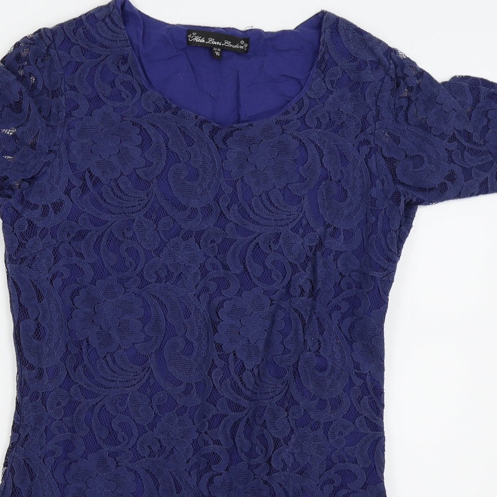 Mela Loves London Womens Blue Floral  Fit & Flare  Size 16