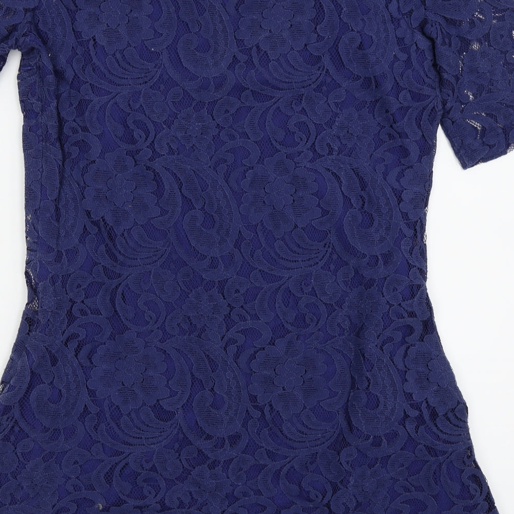 Mela Loves London Womens Blue Floral  Fit & Flare  Size 16