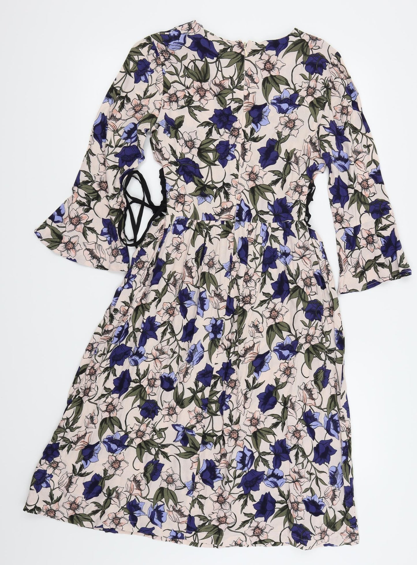 Topshop Womens White Floral  Fit & Flare  Size 8