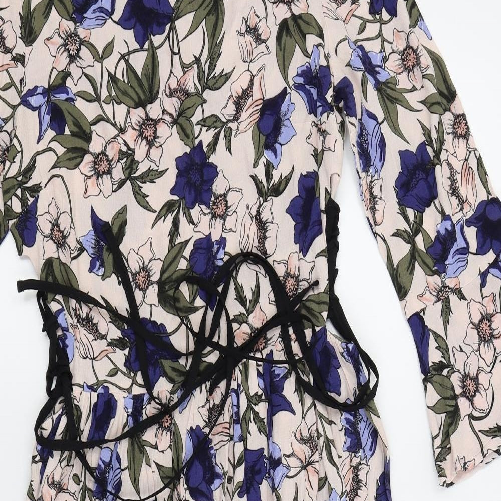 Topshop Womens White Floral  Fit & Flare  Size 8