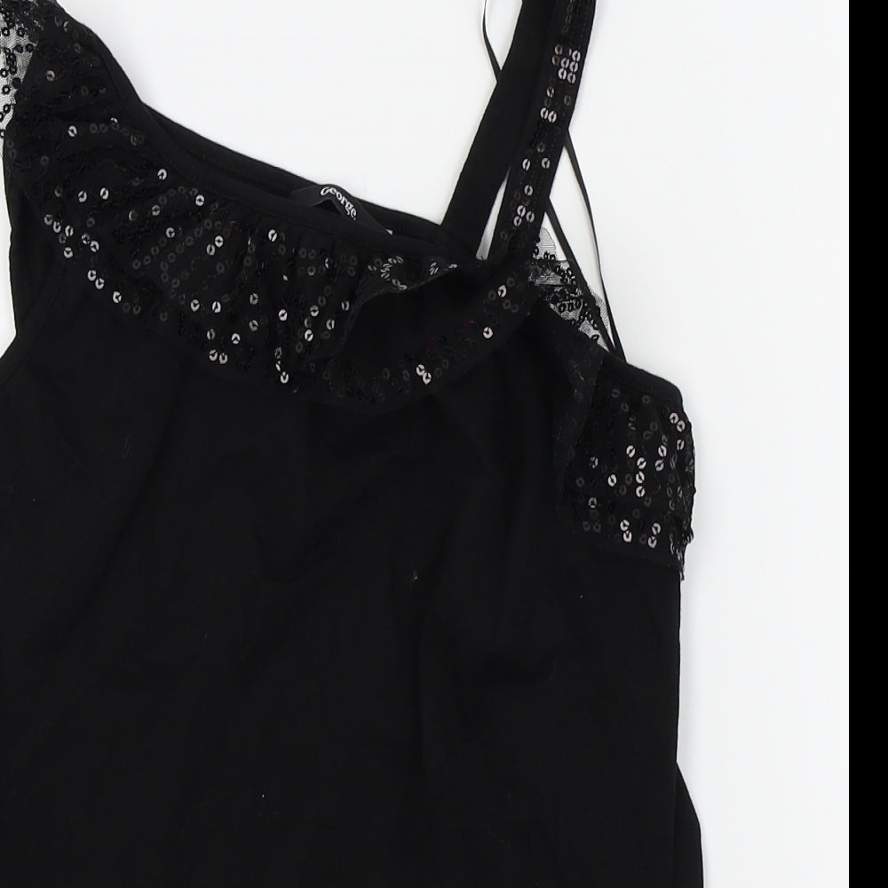 Asda George Girls Black   Basic T-Shirt Size 11-12 Years