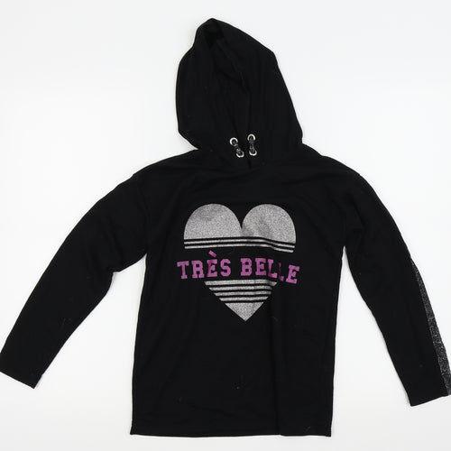 Asda George Girls Black   Basic T-Shirt Size 9-10 Years