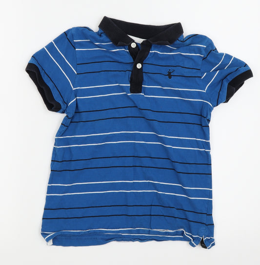 Front view of Blue Zoo boys’ blue striped basic polo, size 9-10, years