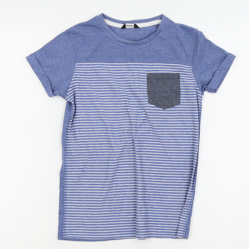 Asda George Boys Blue Striped  Basic Polo Size 9-10 Years
