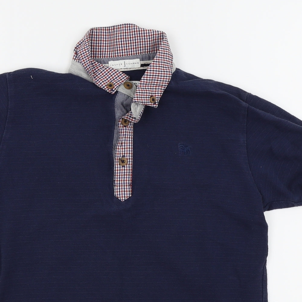 Jasper Conran Boys Blue Check  Basic Polo Size 9-10 Years