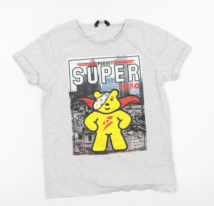 Asda George Boys Grey Basic T-Shirt Size 10-11 Years
