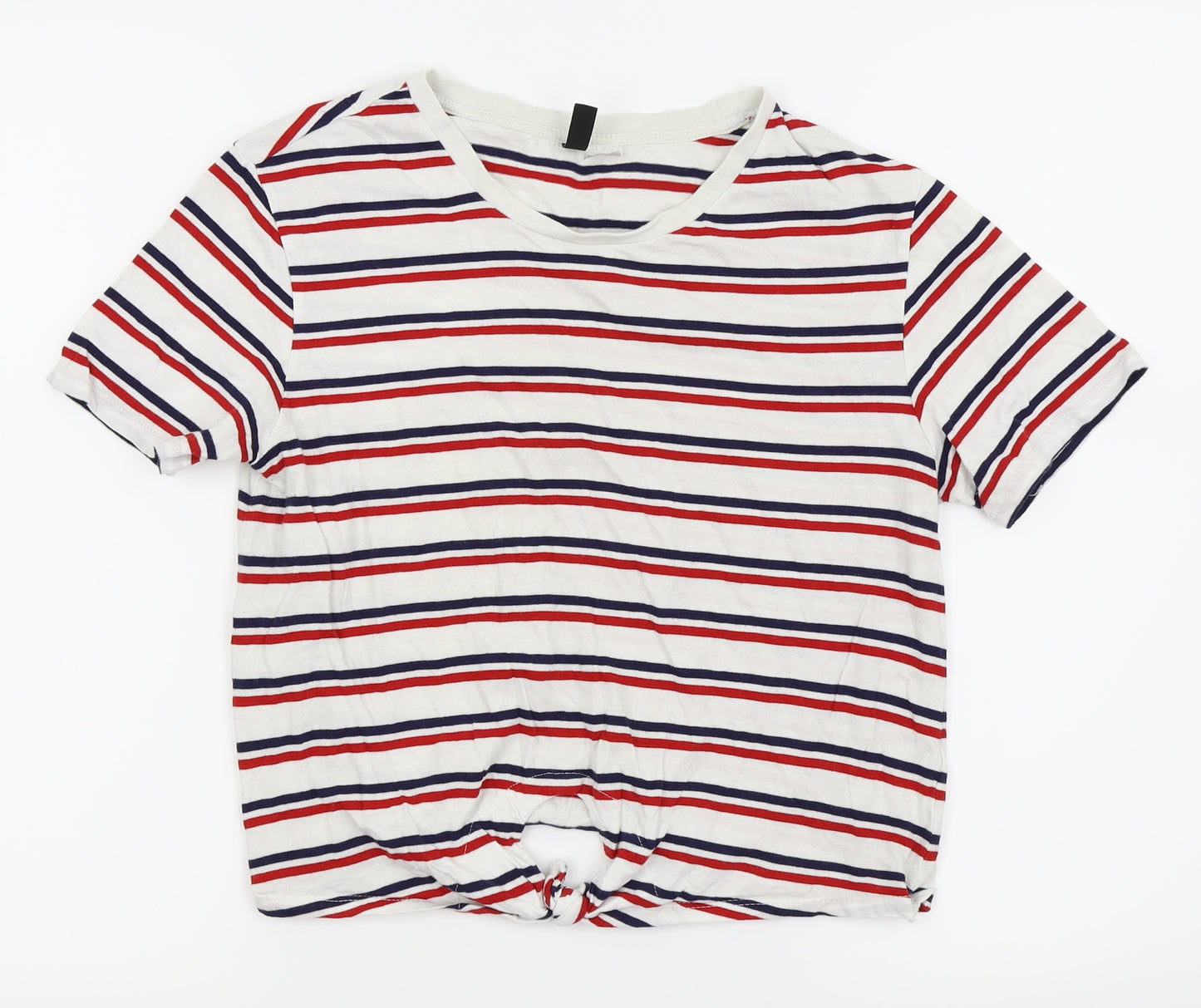 Divided by H&M Womens White Striped  Basic Polo Size S